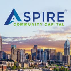 Aspire Community Capital logo above Charlotte, NC skyline