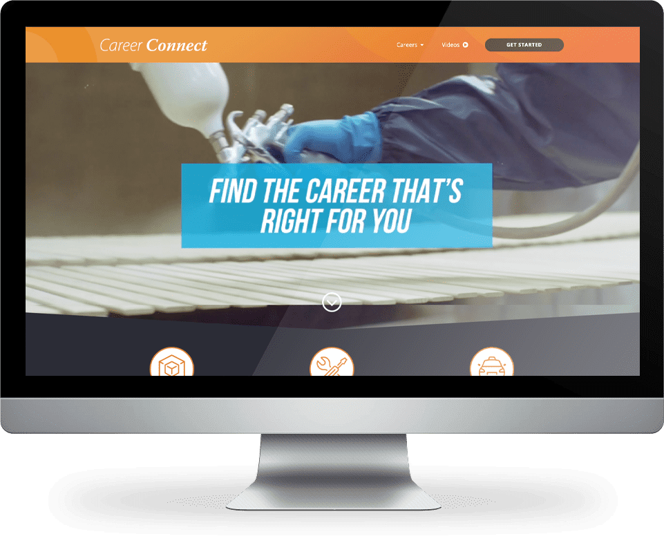 Career Connect home page screenshot on computer monitor