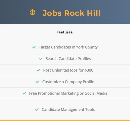 Jobs Rock Hill website features