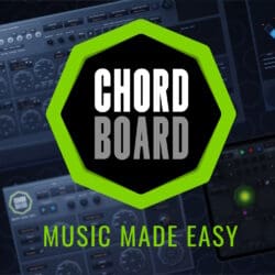 multiple different versions of Chord Board with the Chord Board logo overlayed